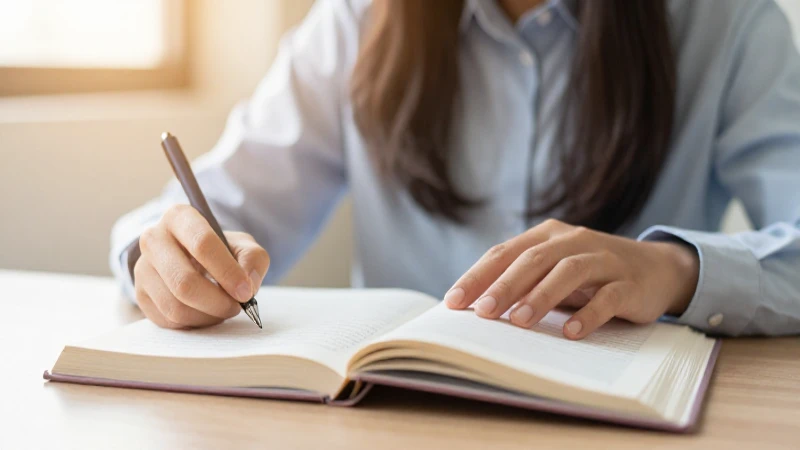 Estudiante estudia con luz natural suave