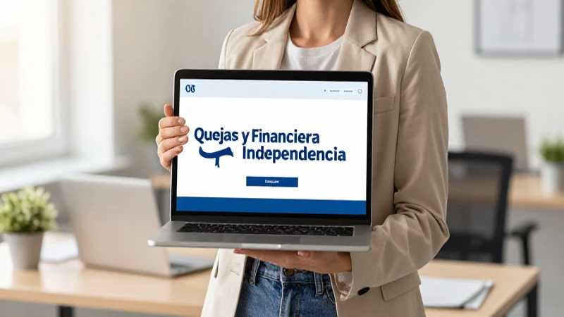 Financiera Independencia: Quejas y Prestamos Confiables 17 Mujer con laptop en oficina moderna.