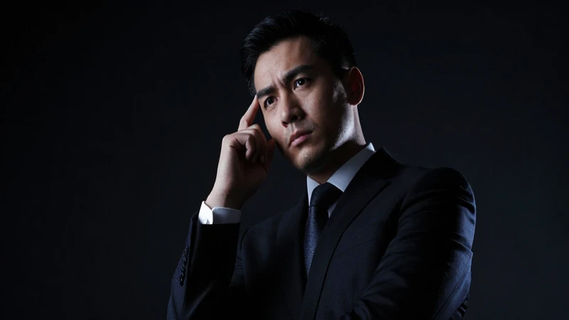 Hombre de negocios inquieto, iluminación dramática
