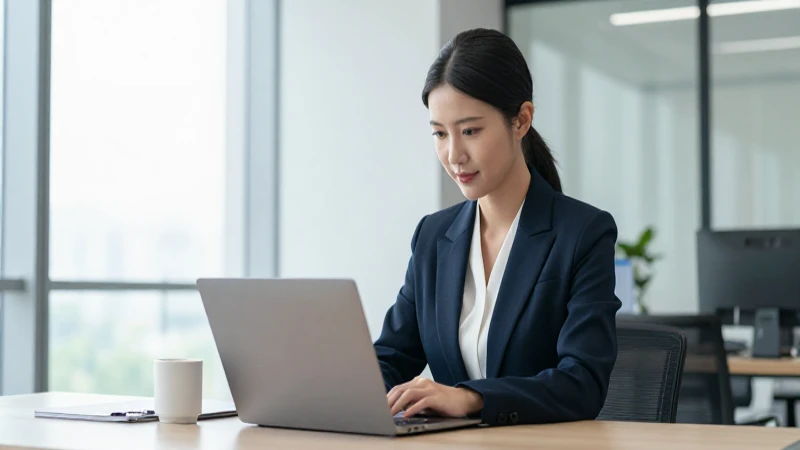 Mujer de negocios trabajando en oficina moderna
