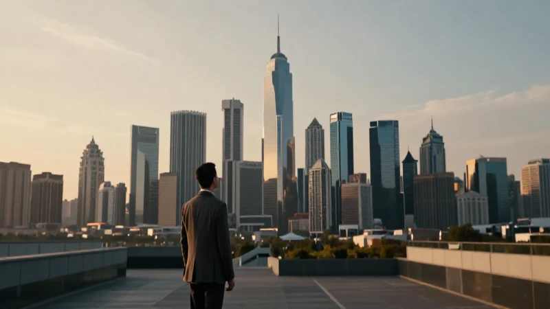Inversor moderno, horizonte urbano cinematográfico y cálido