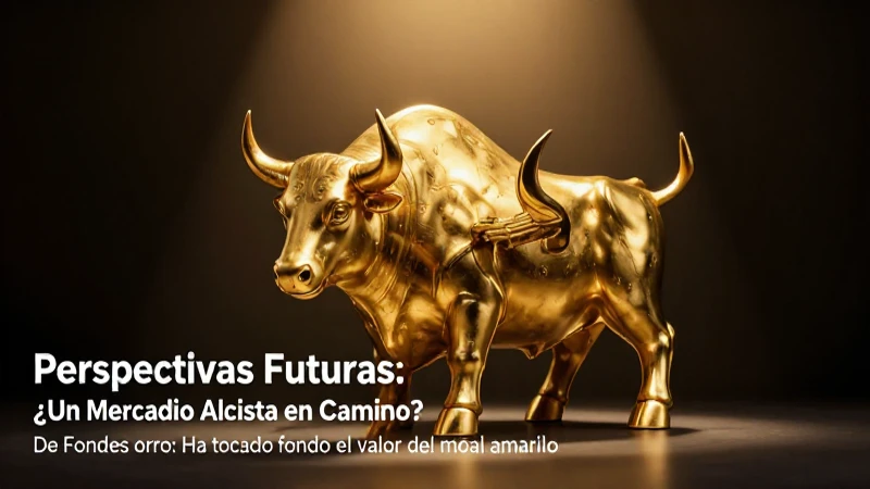 Lingote dorado, estatua de toro, foco dramático.