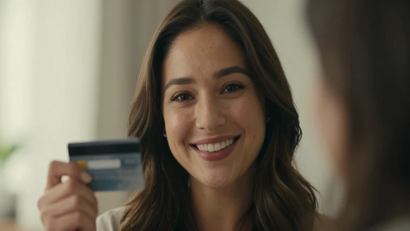 Sonrisa femenina, tarjeta, luz cálida y cinematográfica