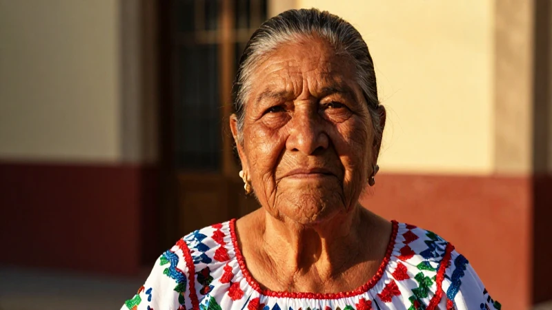 Retrato mexicano en tonos dorados y cálidos.