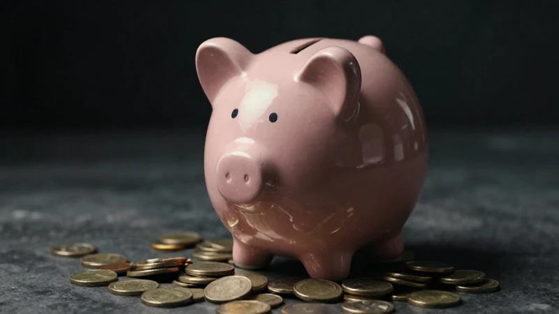 Hucha rota, monedas esparcidas, escena dramática