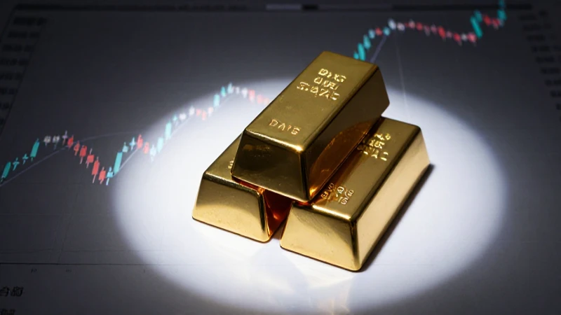 Gráfico financiero destacado con lingotes de oro