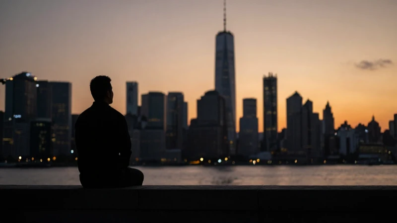 Silueta de un trader contra un horizonte urbano