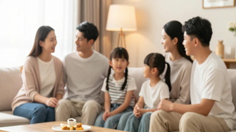 Familia reunida, ambiente cálido y suave
