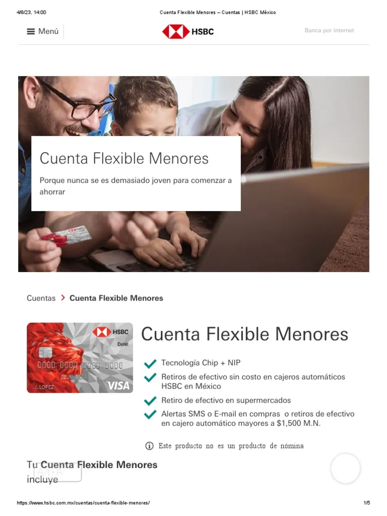 hsbc cuenta flexible para menores nomina y con chequera