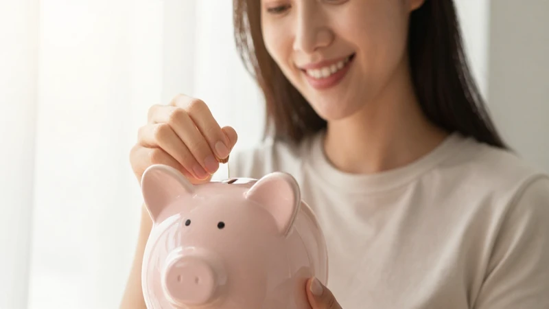 Ahorro Flexible HSBC: requisitos, comisiones y sus ventajas 8 Mujer sonríe, alcancía abierta, luz cálida