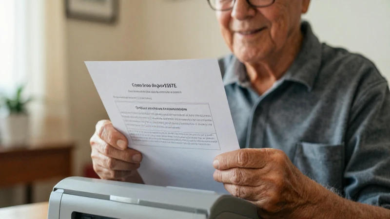 Adulto mayor imprime documentos en casa