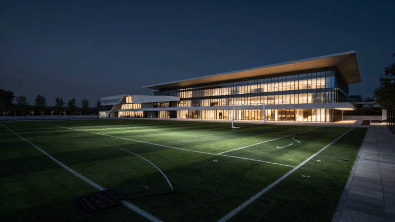 Arquitectura moderna, deportes e iluminación cinematográfica