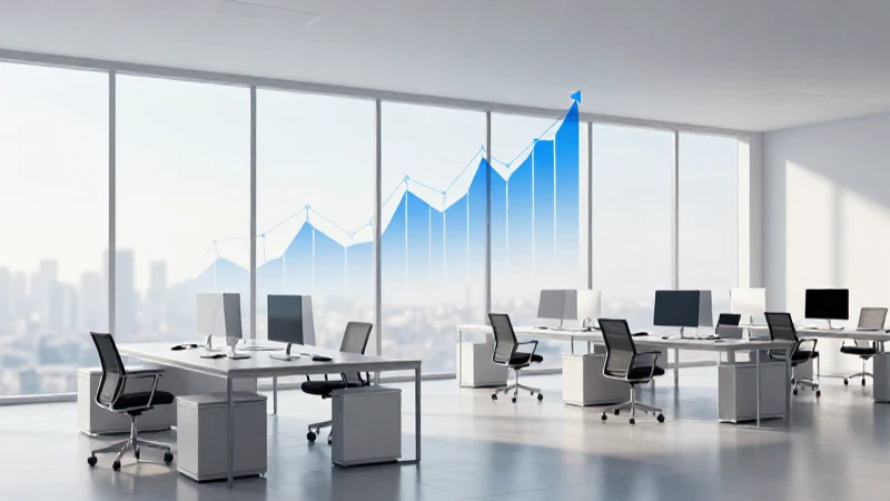 Oficina moderna con gráficos financieros suaves