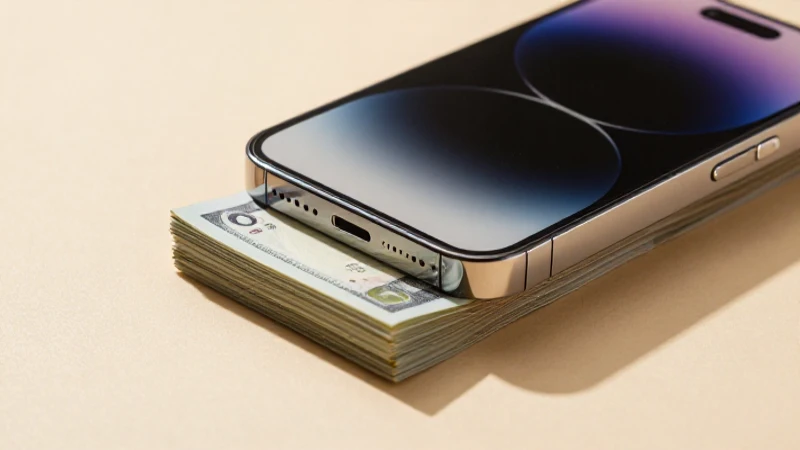 Un smartphone y dinero, imagen limpia y elegante.