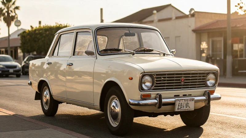Lada vintage en San Diego, luz dorada