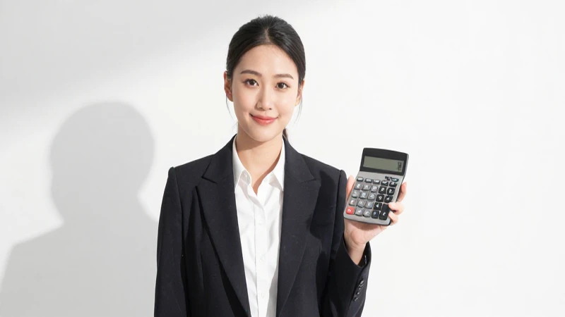 Joven profesional calcula bajo luz optimista