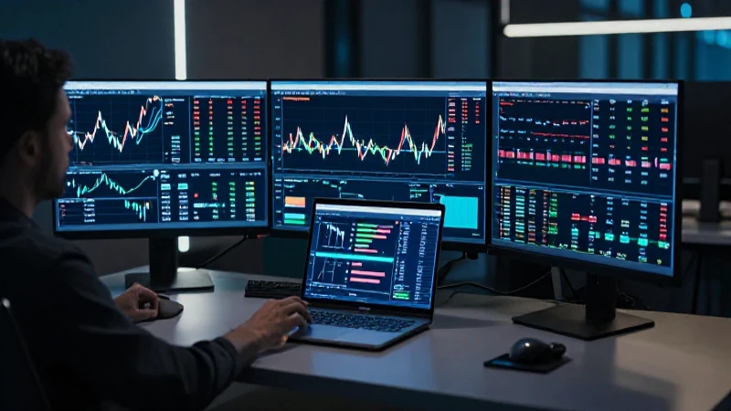 Trader moderno opera en la pantalla