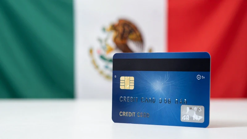 Tarjetas de crédito, bandera mexicana, luz brillante