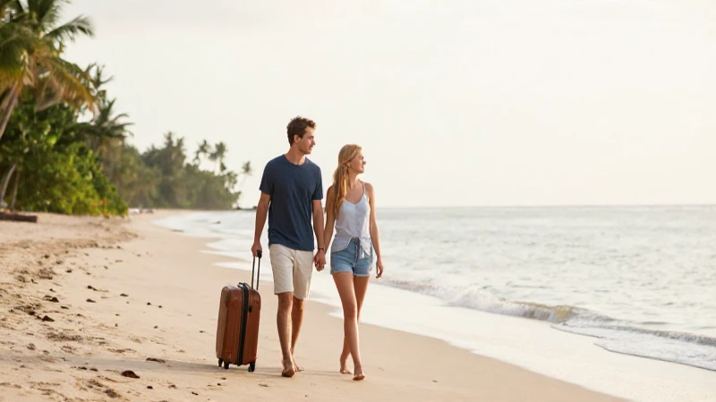 Pareja en playa, luz dorada suave