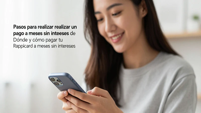 Mujer sonriendo, sosteniendo un móvil, luz suave.