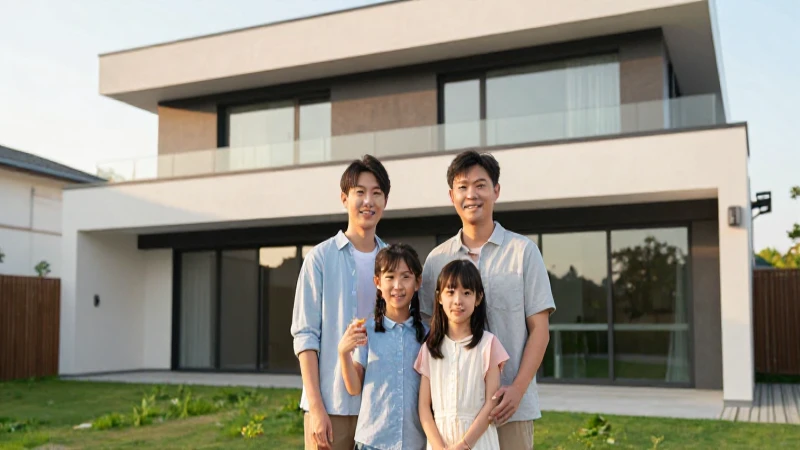 Familia feliz en casa con luz cálida