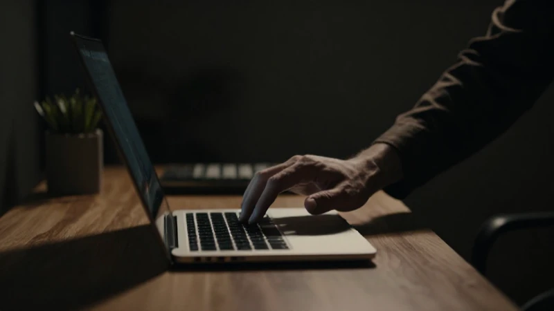 Es Oil Profit confiable o hay alternativas legítimas en México 11 Sombra alcanza la laptop iluminada cinematográficamente.