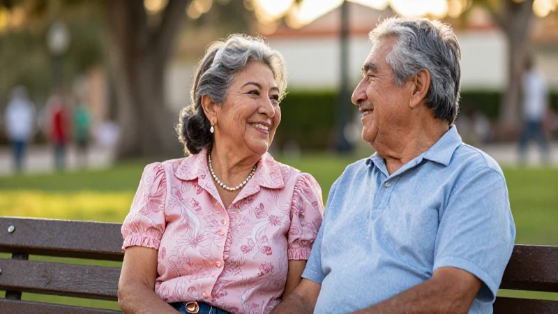 Ancianos mexicanos disfrutan un tranquilo atardecer