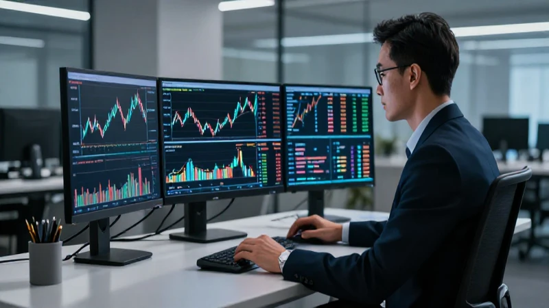 Oficina elegante y un operador financiero