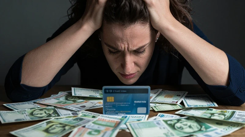 Mujer estresada lucha con problemas financieros