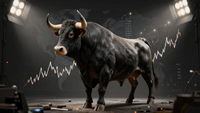 Arte conceptual: toro en un gráfico financiero