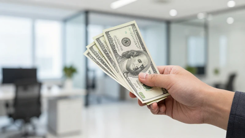 Persona con dinero en oficina moderna