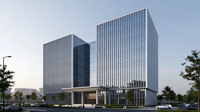 Banco moderno con vista panorámica y luz suave