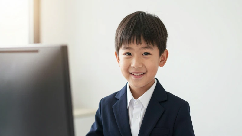 Retrato cálido de un niño en un banco