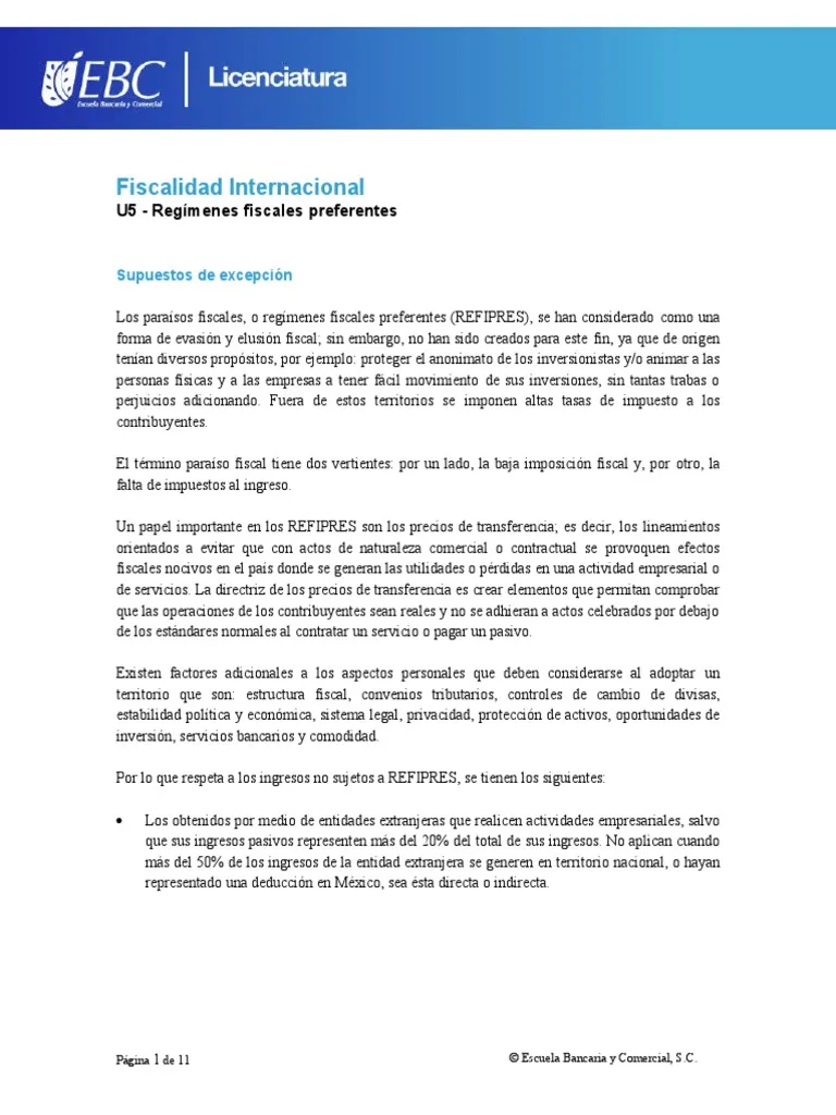 que es el impuesto por ingresos en regimenes fiscales preferentes