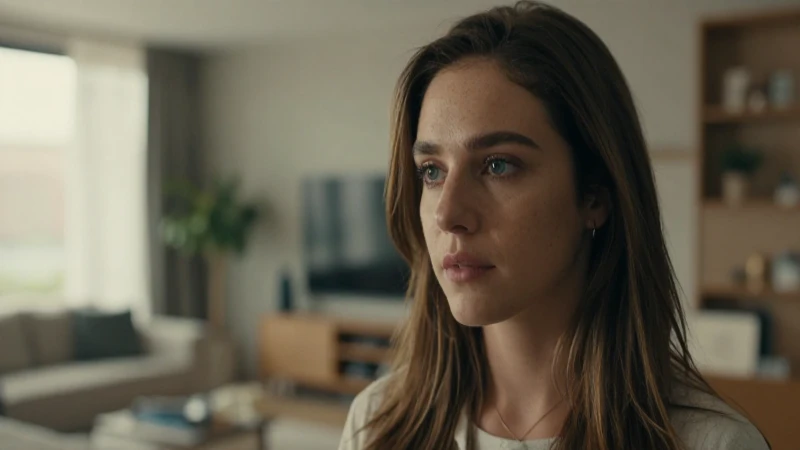Mujer joven en un interior cálido y cinematográfico