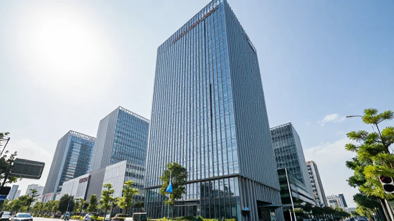 Edificios modernos resaltan servicios financieros clave