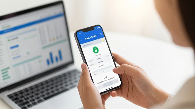 Mujer revisa sus finanzas digitales sonriendo