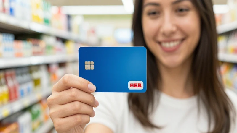 Mujer sonríe en HEB, con beneficios económicos