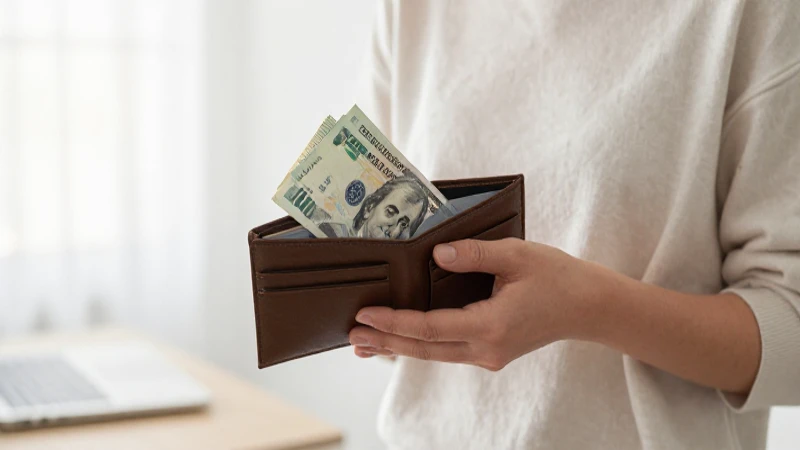 Una mujer revisa su dinero en el banco
