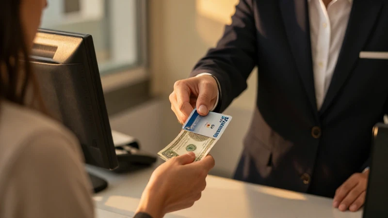 Una mujer retira dinero en el banco