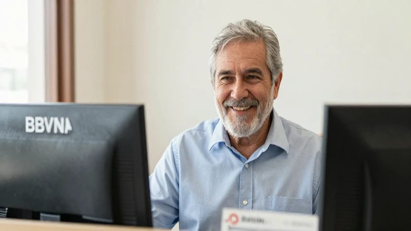 Anciano sonriente recibe ayuda bancaria cálidamente