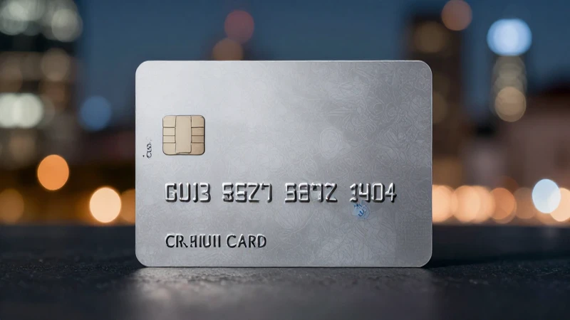 Tarjeta de platino con luces urbanas difusas.
