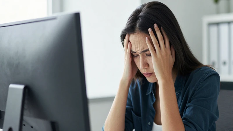 Persona frustrada frente a una computadora bancaria