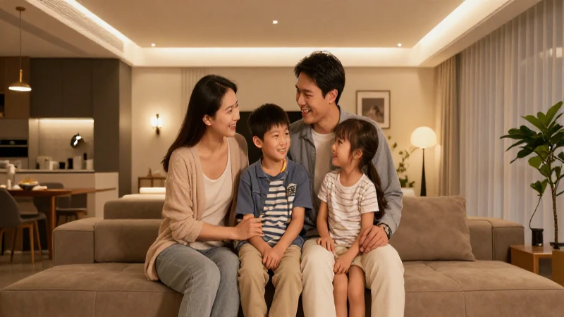 Familia feliz en un hogar moderno