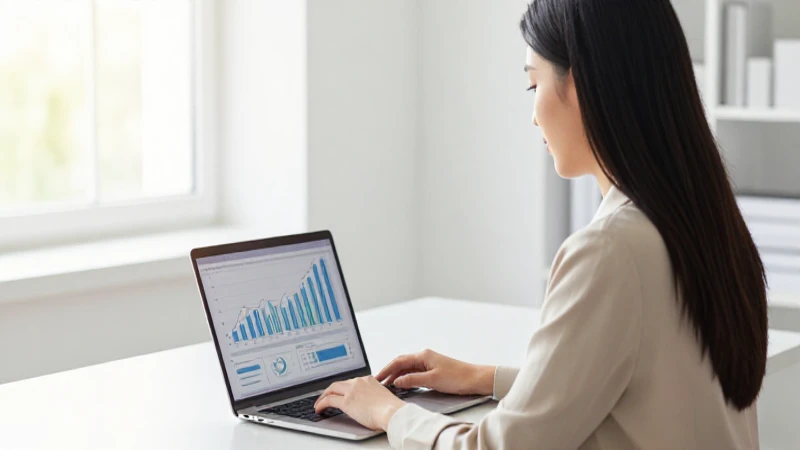 Inversionista femenina analiza datos en oficina