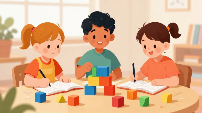 Niños aprenden matemáticas con bloques de colores