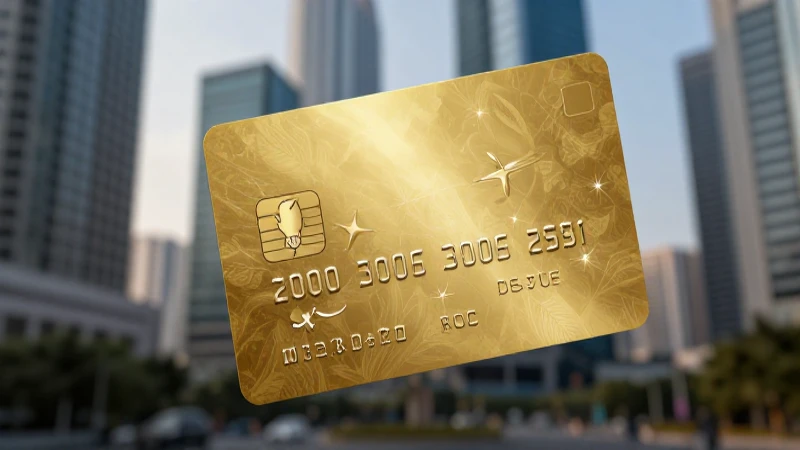 Tarjetas doradas en la moderna ciudad financiera
