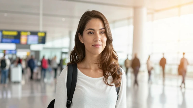 Cuáles son los beneficios de la tarjeta HSBC con Viva Aerobus 16 Retrato suave de viajera en el aeropuerto