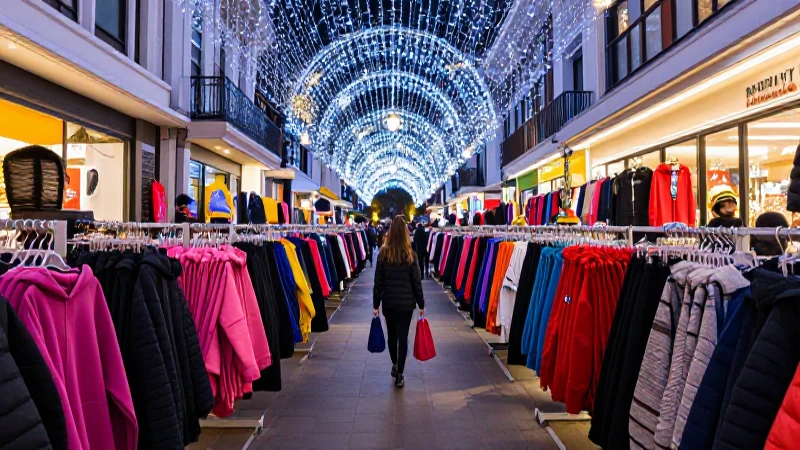 Compradora femenina en exhibición festiva y brillante