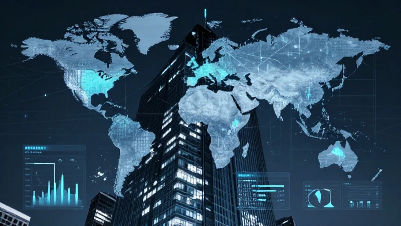 Cuáles son las tendencias y perspectivas de la cotización de Tecnocom 8 Edificio moderno con datos y mapa global